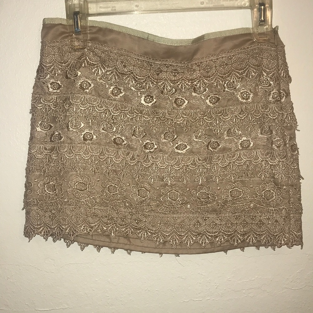 Ivory lace mini skirt